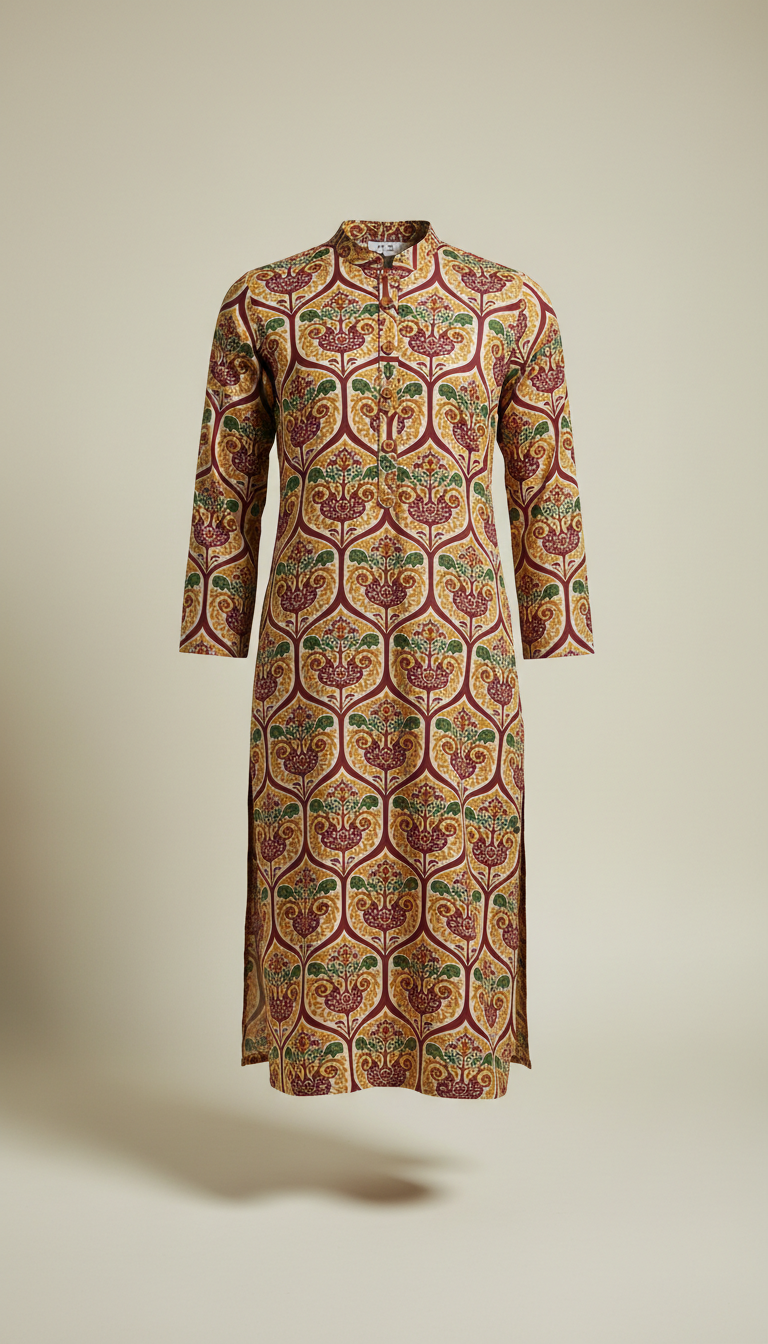 Deep Cypress Patterned Kurta