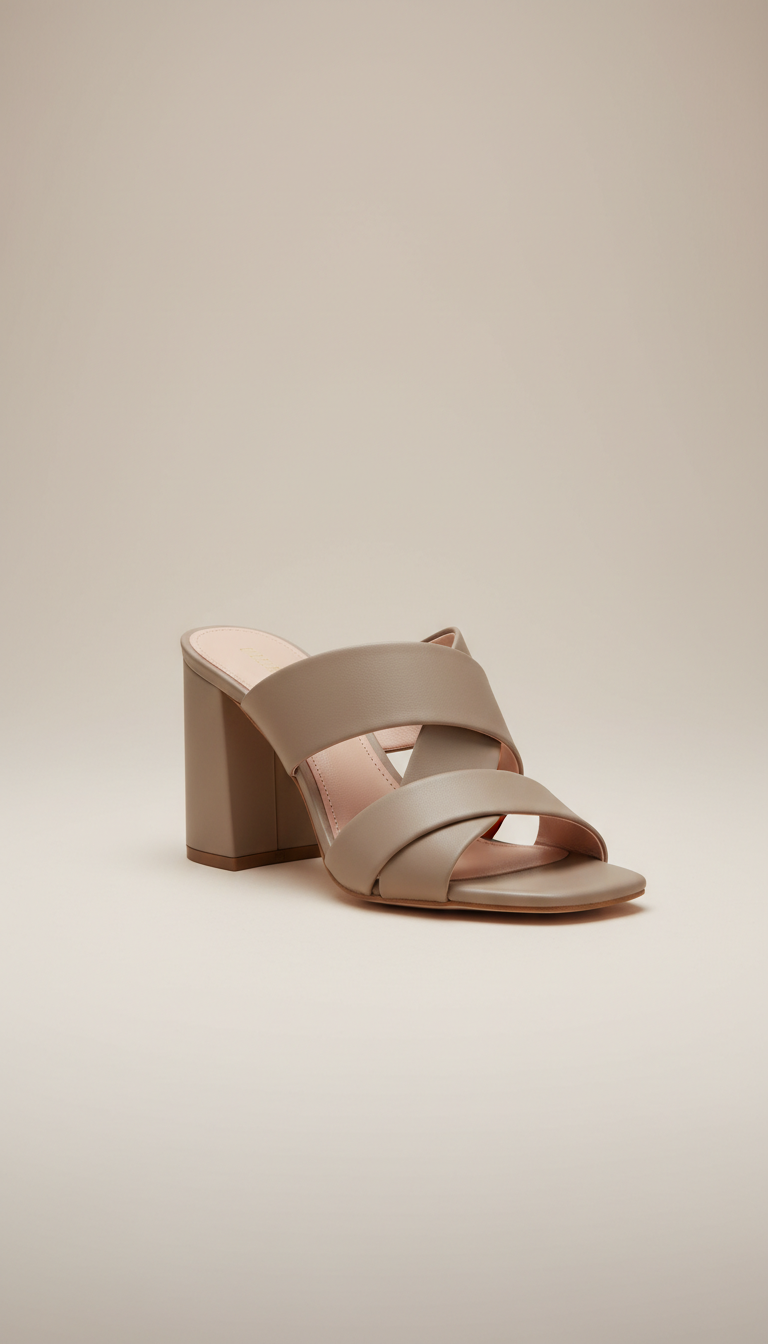 Taupe Block-Heel Sandals with Soft Suede Finish