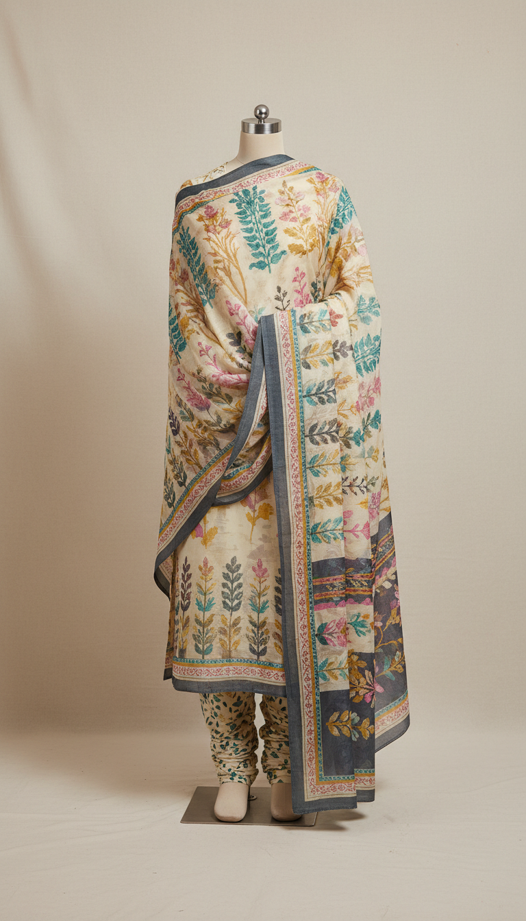 Jewel Tone Digital Print Dupatta Set