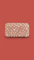 Rose quartz embellished clutch bag