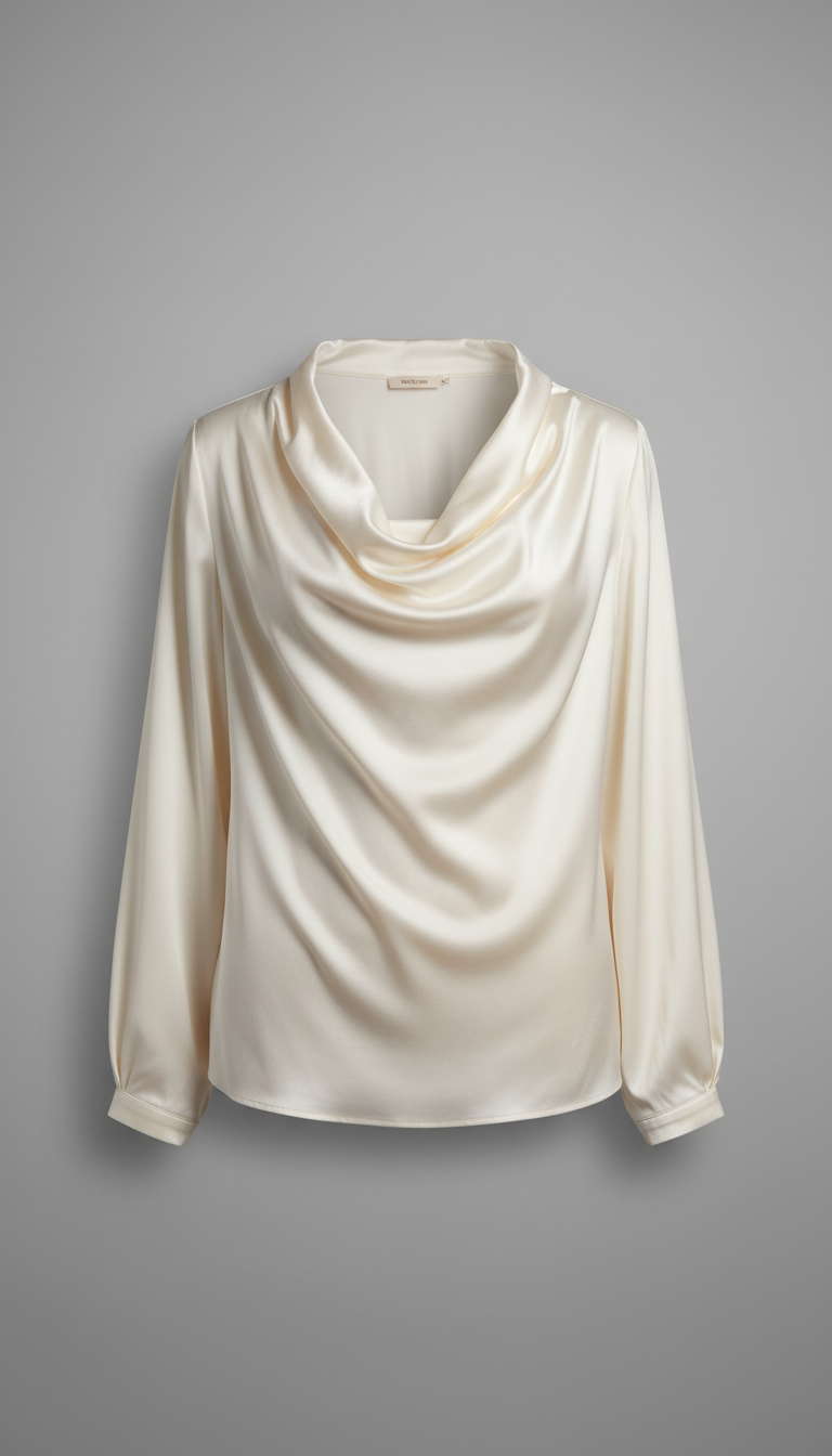 Silk draped shirt with extended cuffs