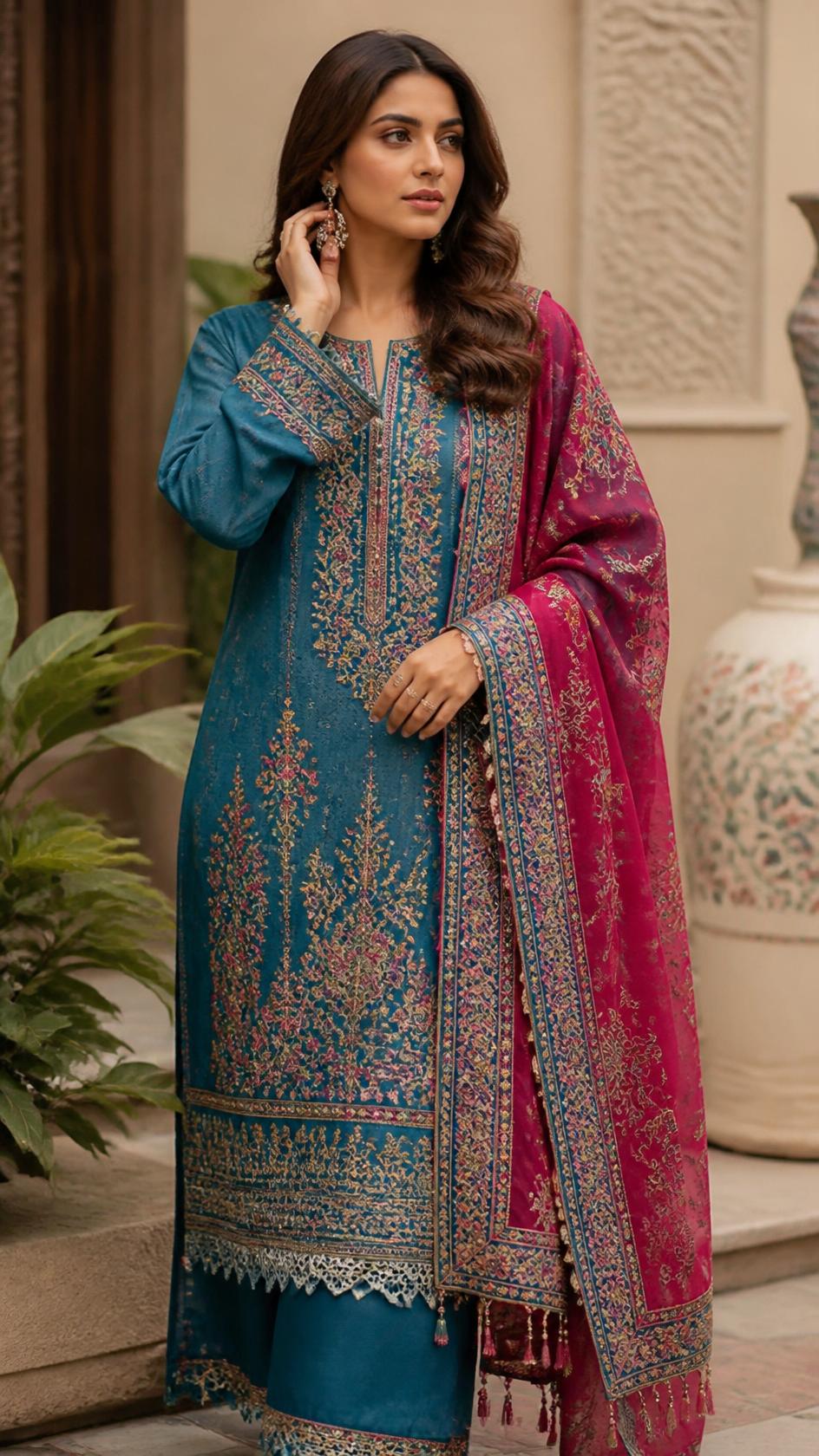 Digital Print Karandi Suit – Deep Brown