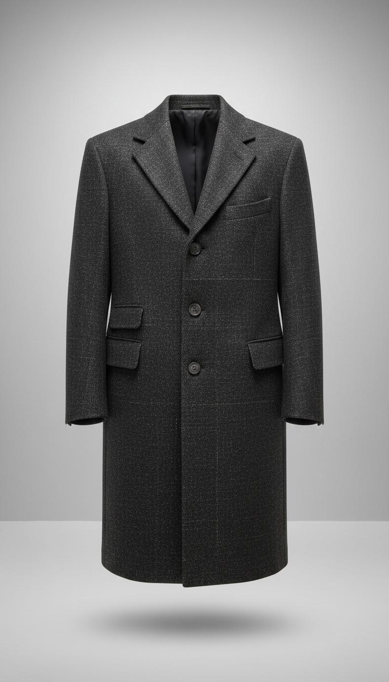 Structured wool overcoat with notched lapel