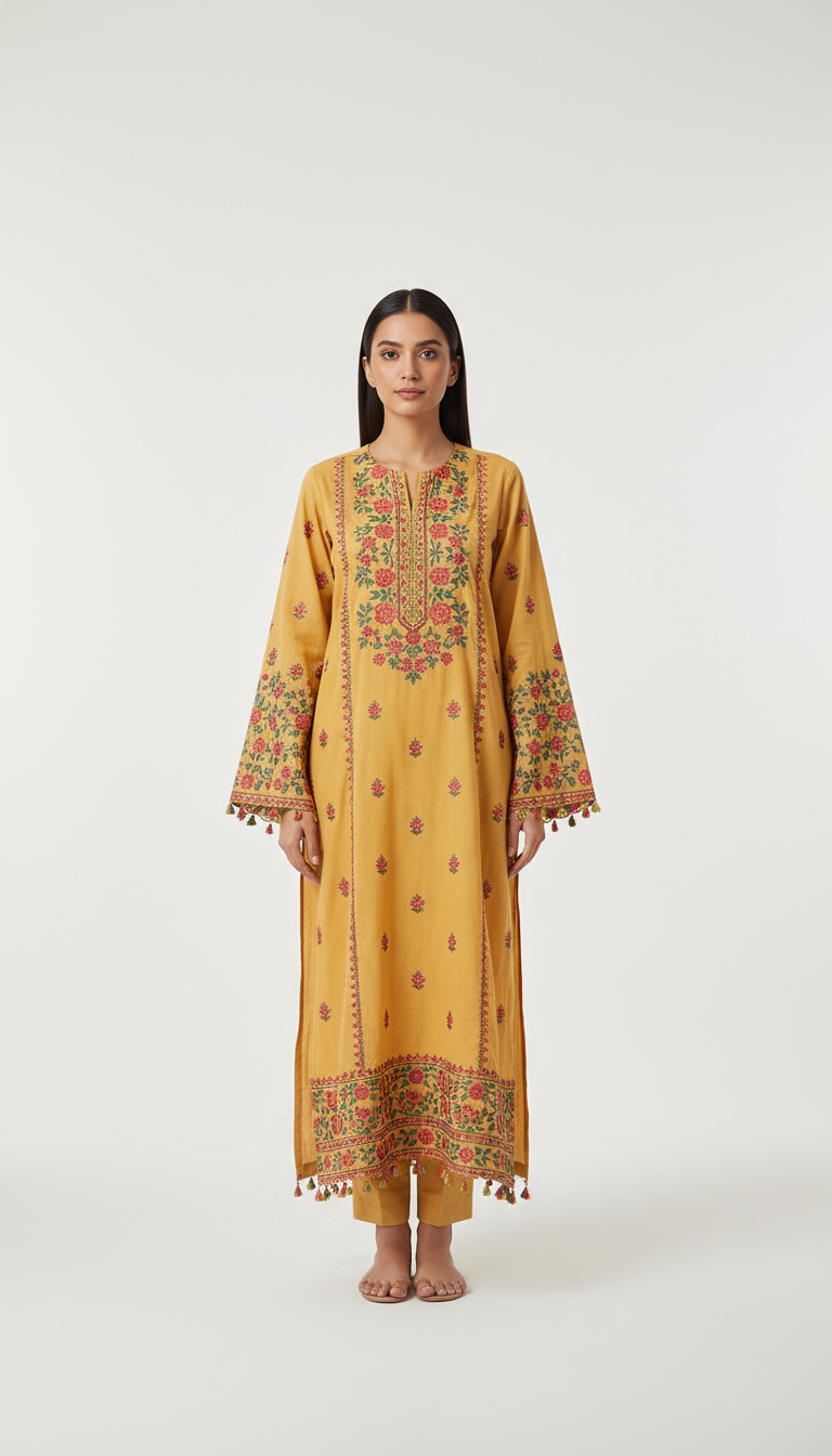 Mango Sorbet Embroidered Lawn Kurta