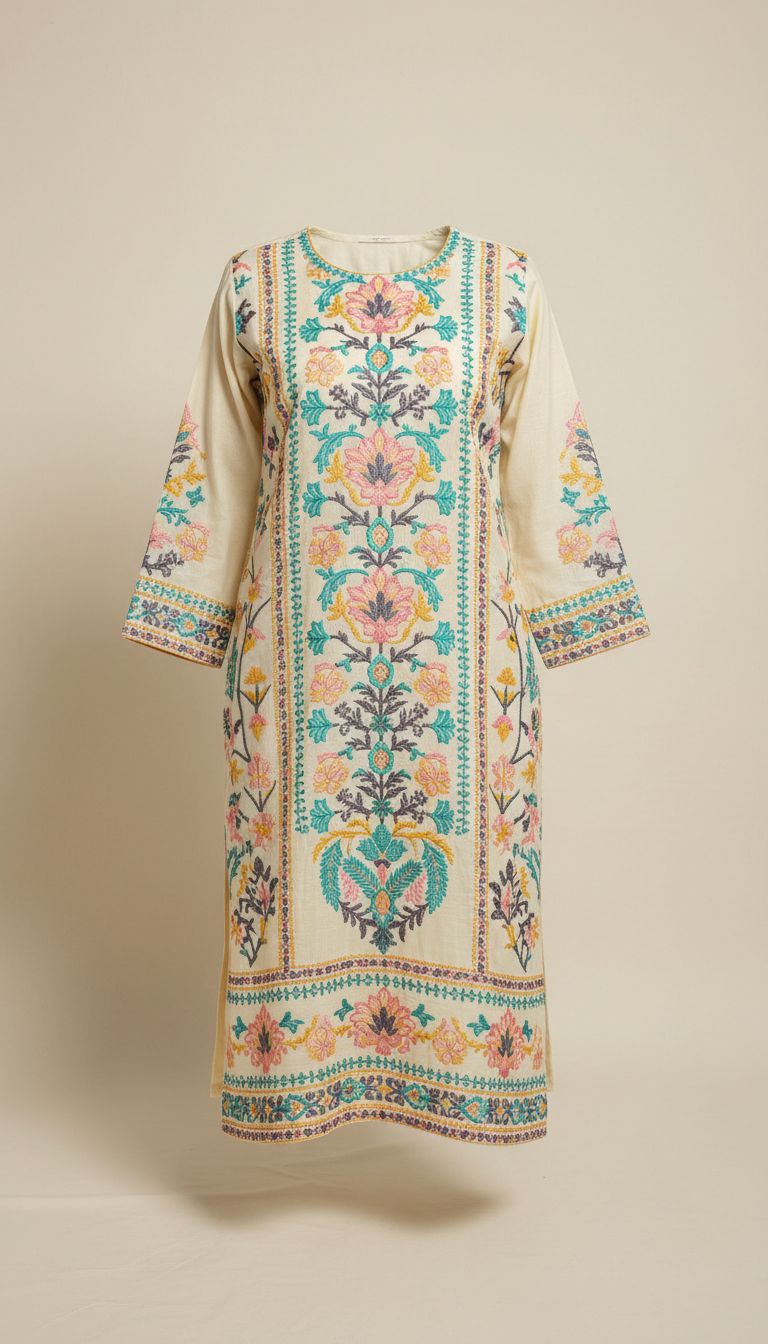 Floral Embroidered Lawn Kurta
